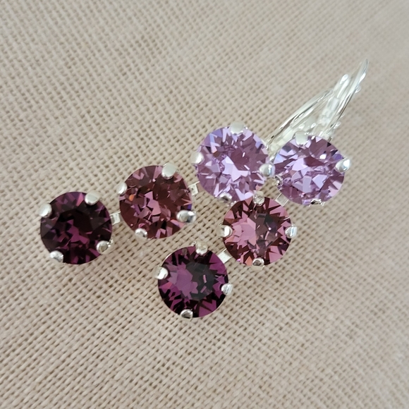 Austrian and Preciosa Crystal Earrings in Silver - Picture 3 of 6